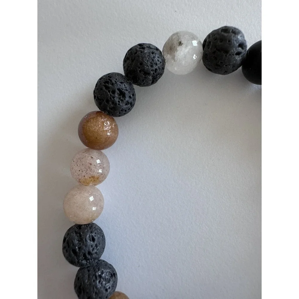 Natural Mixed Moonstone Gemstone Crystal Stretch Bracelet With Beads